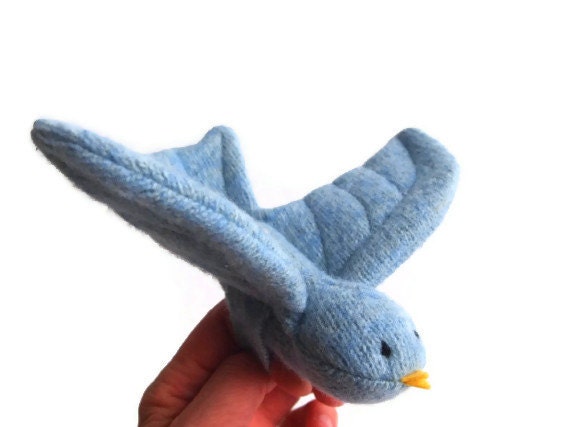 bird puppet, bluebird puppet, waldorf toy, all natural toy, bird toy,