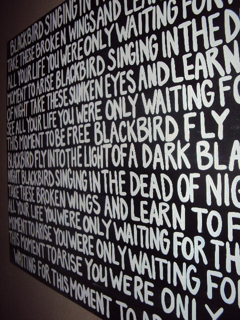 Hand Painted BLACKBIRD Lyric Canvas 36"x30"