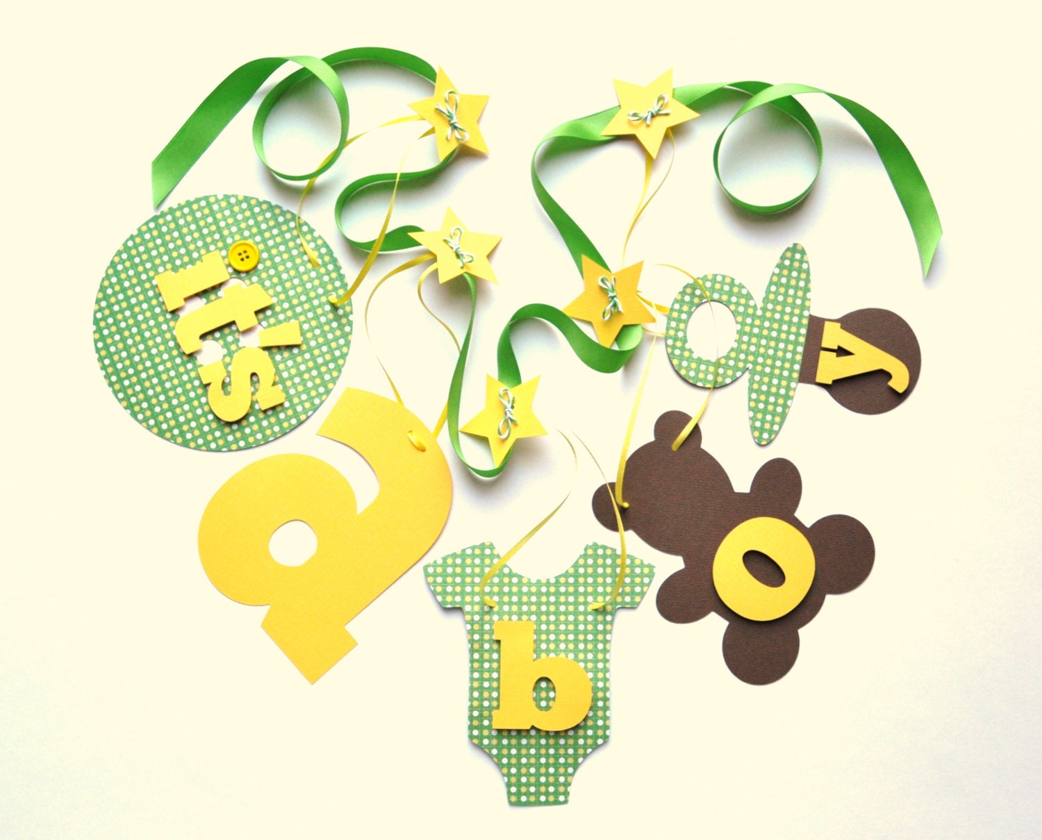Baby shower decorations green and yellow It's a boy banner by ParkersPrints on Etsy Il_570xn