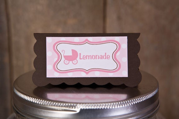 Pink Carriage Theme Food Tents - Menu Cards - Place Cards - Food Signs - It's a Girl Carriage Baby Shower Decorations in Pink and Brown (6) Il_170x135