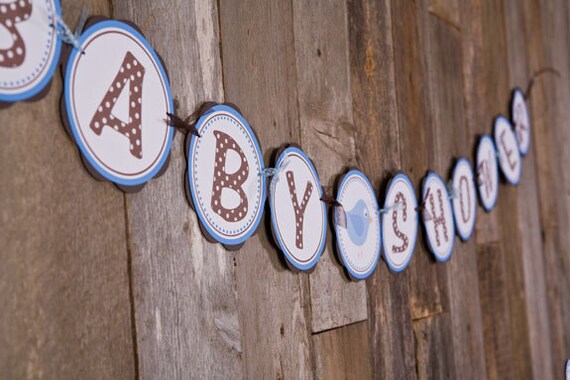 Birdie Themed BABY SHOWER It's a Boy Banner, Bird Baby Shower Decorations Blue and Brown Il_570xn