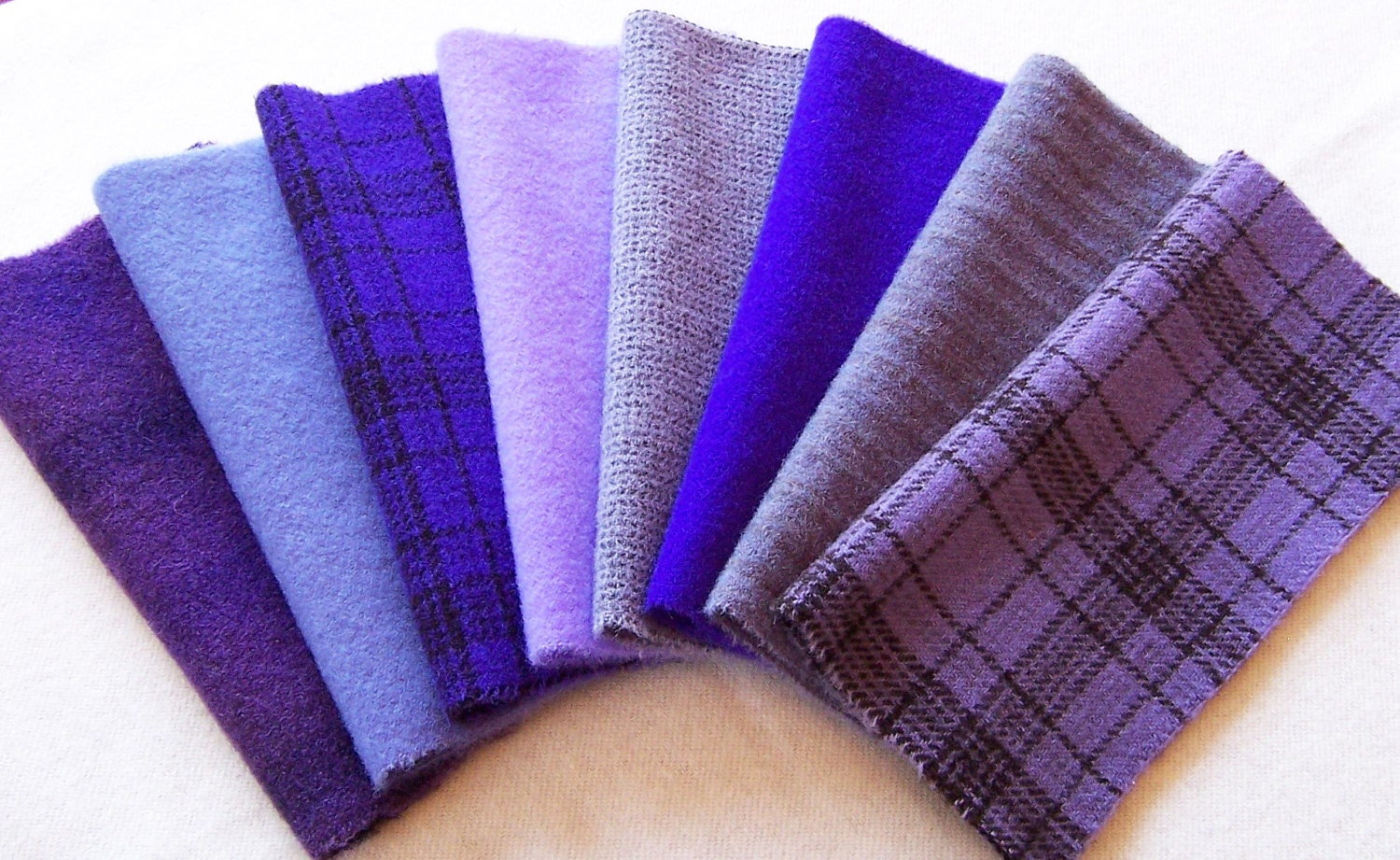 Hand Dyed Wool Fabric, 8in.x 8in. - Purple - for Applique, Penny Rugs, Sewing Projects - W1323