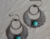 SALE Sterling Silver and Arizona Turquoise Earrings