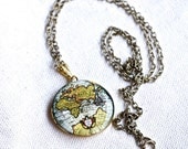 Old World Map, Traveler Locket Necklace , Adventure