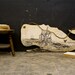 Nautical Themed Print on Large Wood Whale Hangs with Waxed Rope