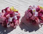 Puffy Loopy Hair Bows- Pink, Fuchsia & White- Butterflies- Bows- Pigtail Bows- Baby Girl, Girls, Toddler