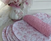 Shabby Chic Placemats, Roses, Pink Roses, Placemats, Table Setting, Cottage Charm, French Country, by mailordervintage on etsy