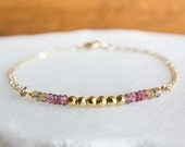Memorial Day SALE Gold Pyrite and Colourful Mystic Quartz Stackable Bracelet - Dainty Bracelet - 14K Gold Fill