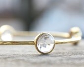 SALE 15 OFF Gemstone Bangle - Crystal Quartz Bangle - Stackable