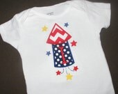 4th of July- Personalized Firecracker Shirt- Initial or Number in Center