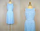 1960s Dress / 60s wiggle dress / Sea Breeze