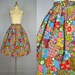 1950s Circle Skirt / 50s Floral Cotton Patchwork Full Skirt