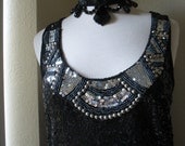 Gatsby and Downton Abbey Inspired Altered Couture T-Shirt Dinner Dress, Small - Medium