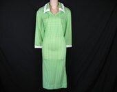 1960's lime plaid mod dress. wide collar / tunic silhouette. plus size. 1X. new old stock.