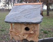 Birdhouse Rustic Slate Roof Sculpted O.O.A.K