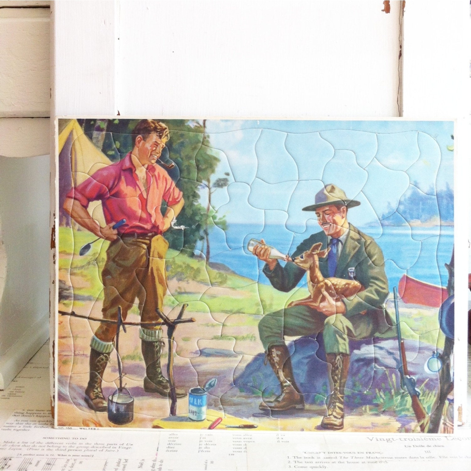 vintage walzer hunting camping puzzle