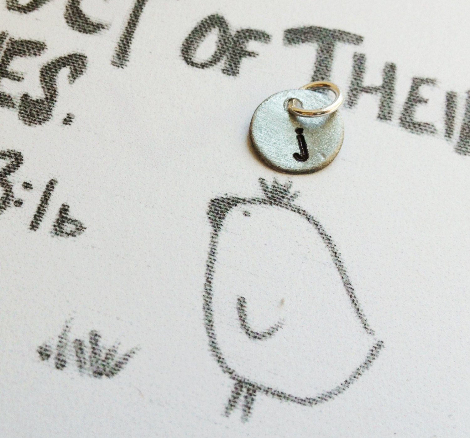 Initial Pendant Personalized - 1 Hand Stamped Unique Custom Circle - Upcycled Metal Eco Friendly