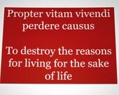 Sake of life - Red inspirational latin quote postcard