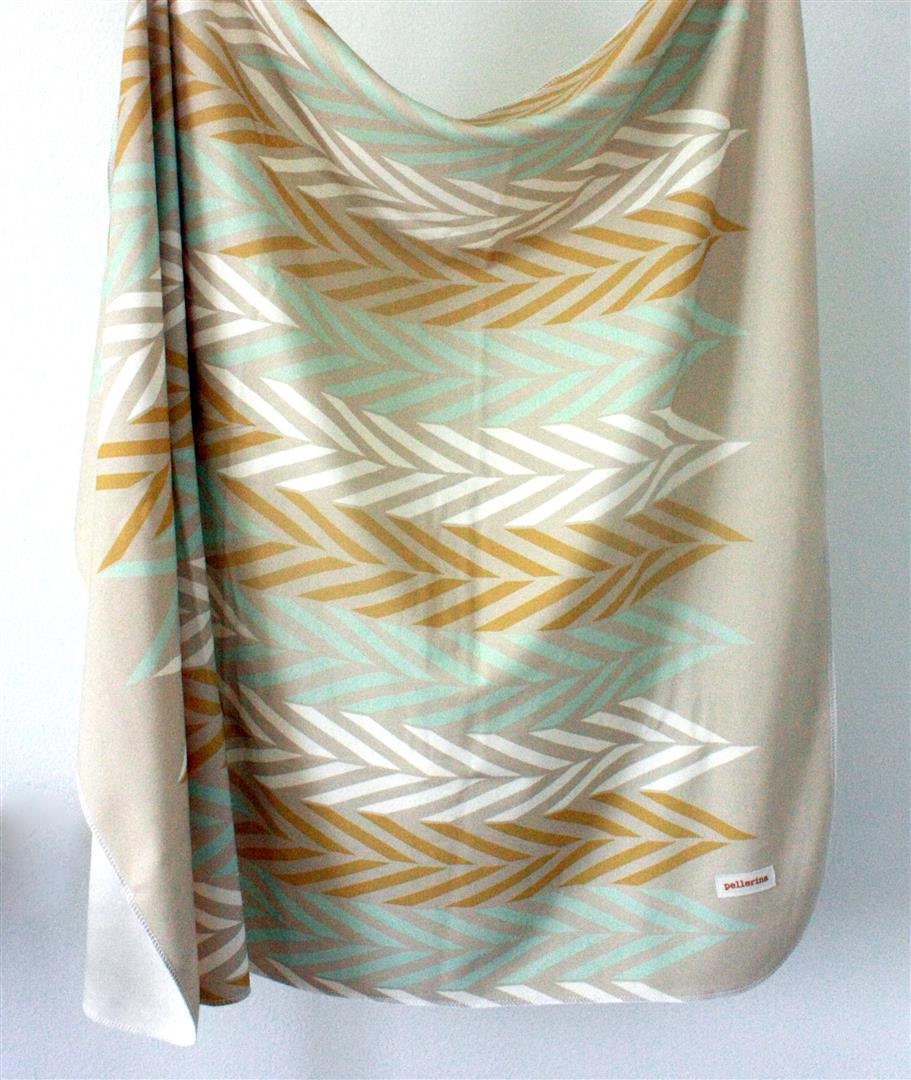 Pellerina "Wheatfield Herringbone" Extra Large Swaddle blanket in unisex colors perfect for newborns.. made to order