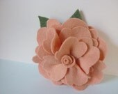 Felt Flower Brooch Spring Peach Peony Garden Wedding