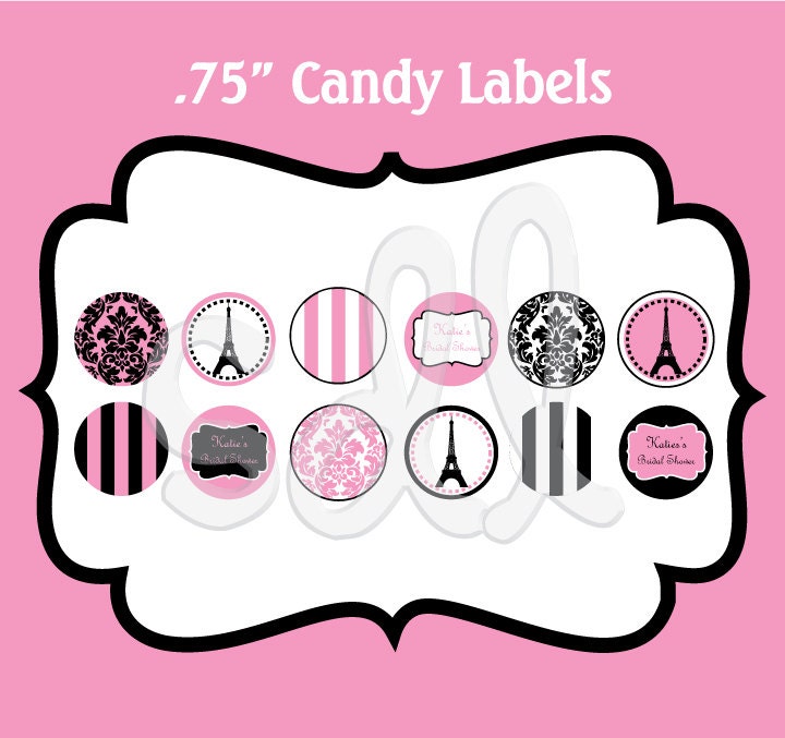 PRINTABLE PDF Paris Eiffel Tower Theme Birthday/ Bridal Shower/ Baby Shower Candy Labels Il_170x135