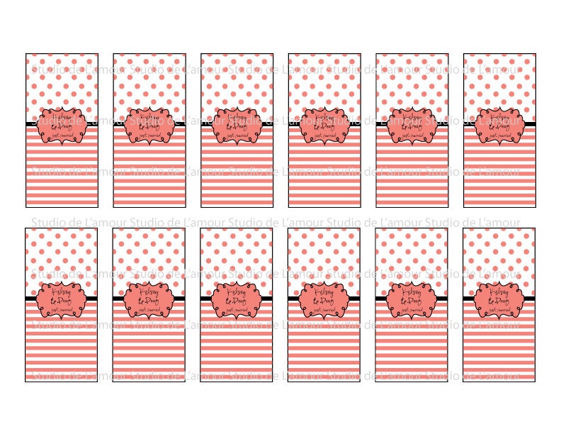 PRINTABLE PDF Custom Miniature Candy Bar Party Wrappers Stripes and Polka Dots Il_570xn
