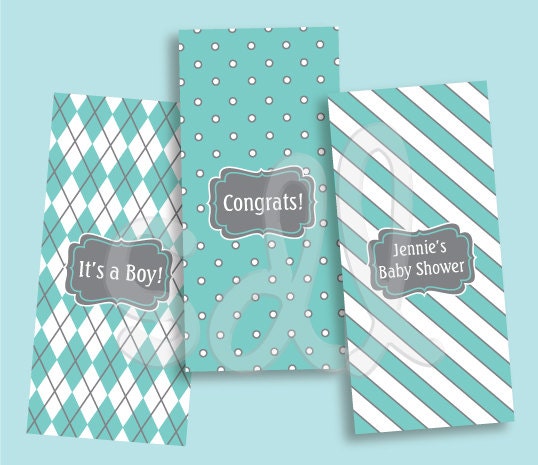 PRINTABLE PDF It's a Boy Baby Shower/ Gender Reveal Personalized Mini Chocolate Bar Wrappers Il_570xn