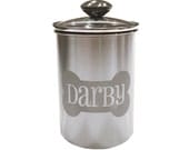 10.5 in - Personalized Dog Treat Jar with Name in Bone