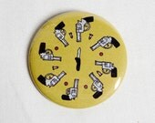 Knife To a Gun Fight Pattern Pinback Button Magnet