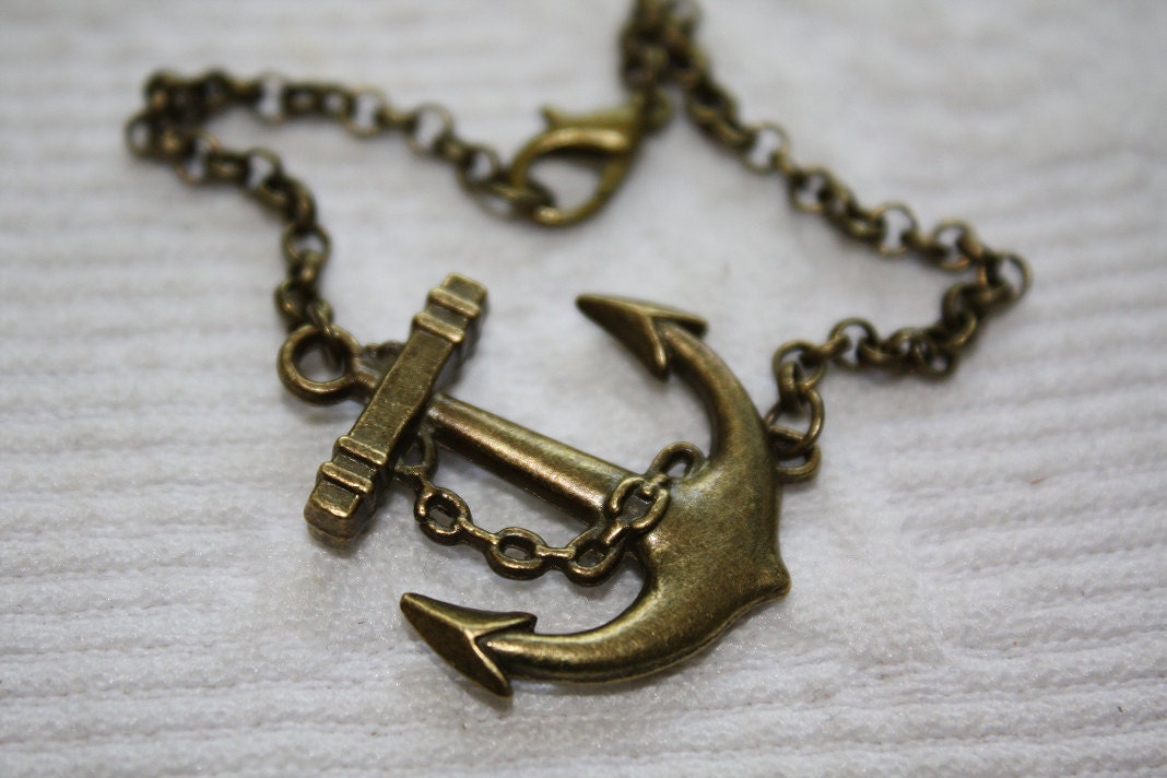Steampunk Anchor Bracelet - Antiqued brass