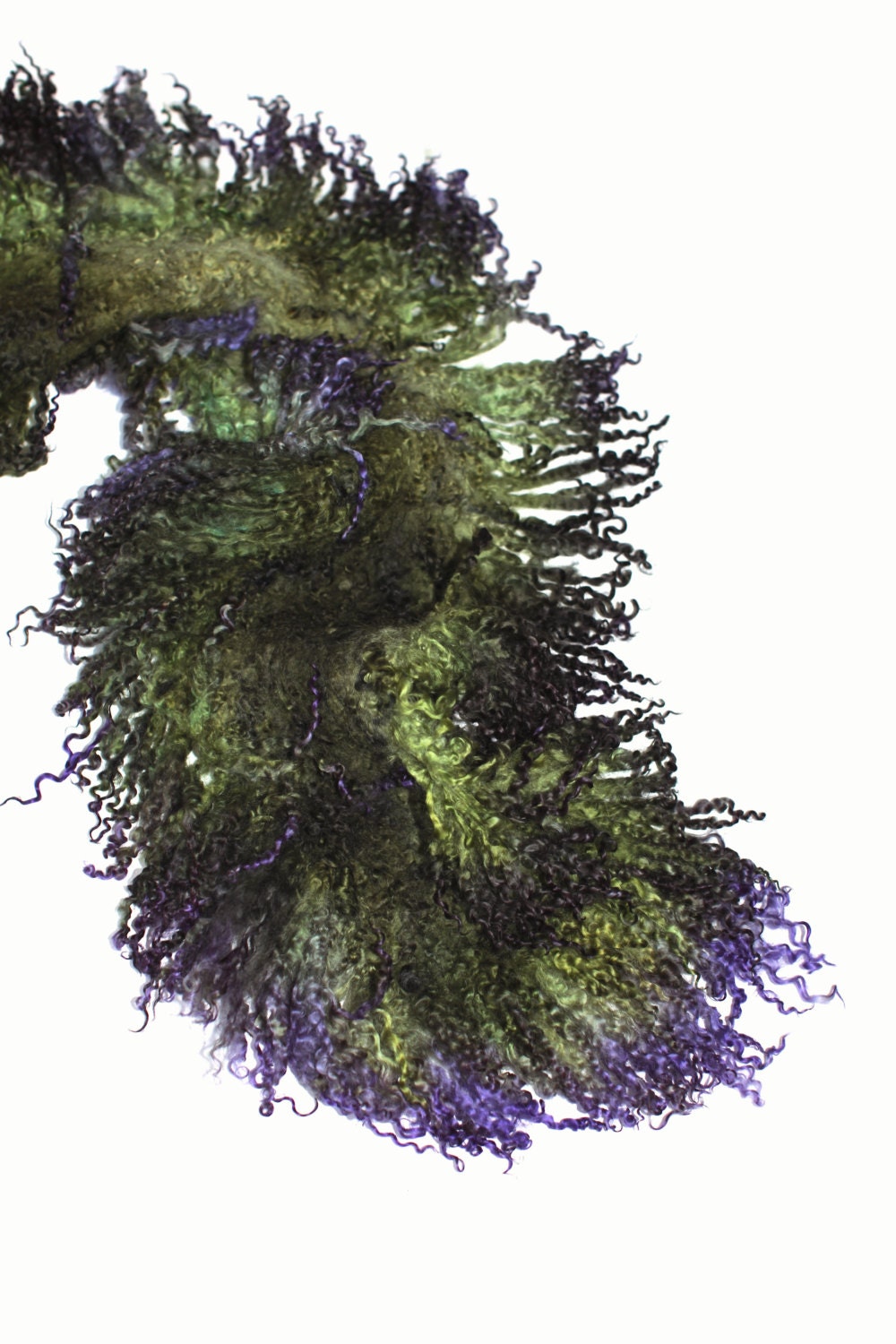 Felted Scarf Collar Fur Free Ahimsa Sheep Locks Merino Wool Hand Dyed OOAK