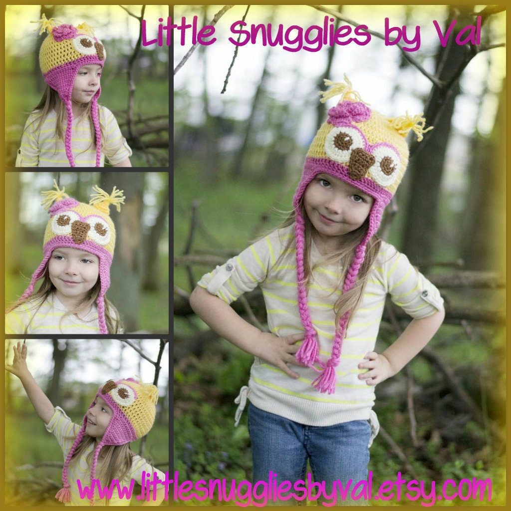 LSBV Owly Pink and Yellow Multiple Sizes Made to Order