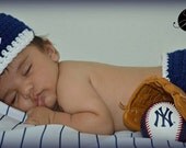 New York Yankees inspired baseball hat and diaper cover inspired photo prop you pick the size colors and team emblem