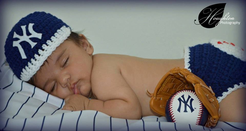 New York Yankees inspired baseball hat and diaper cover inspired photo prop you pick the size colors and team emblem