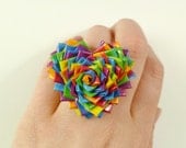 Rainbow Patterned Duct Tape Heart Ring