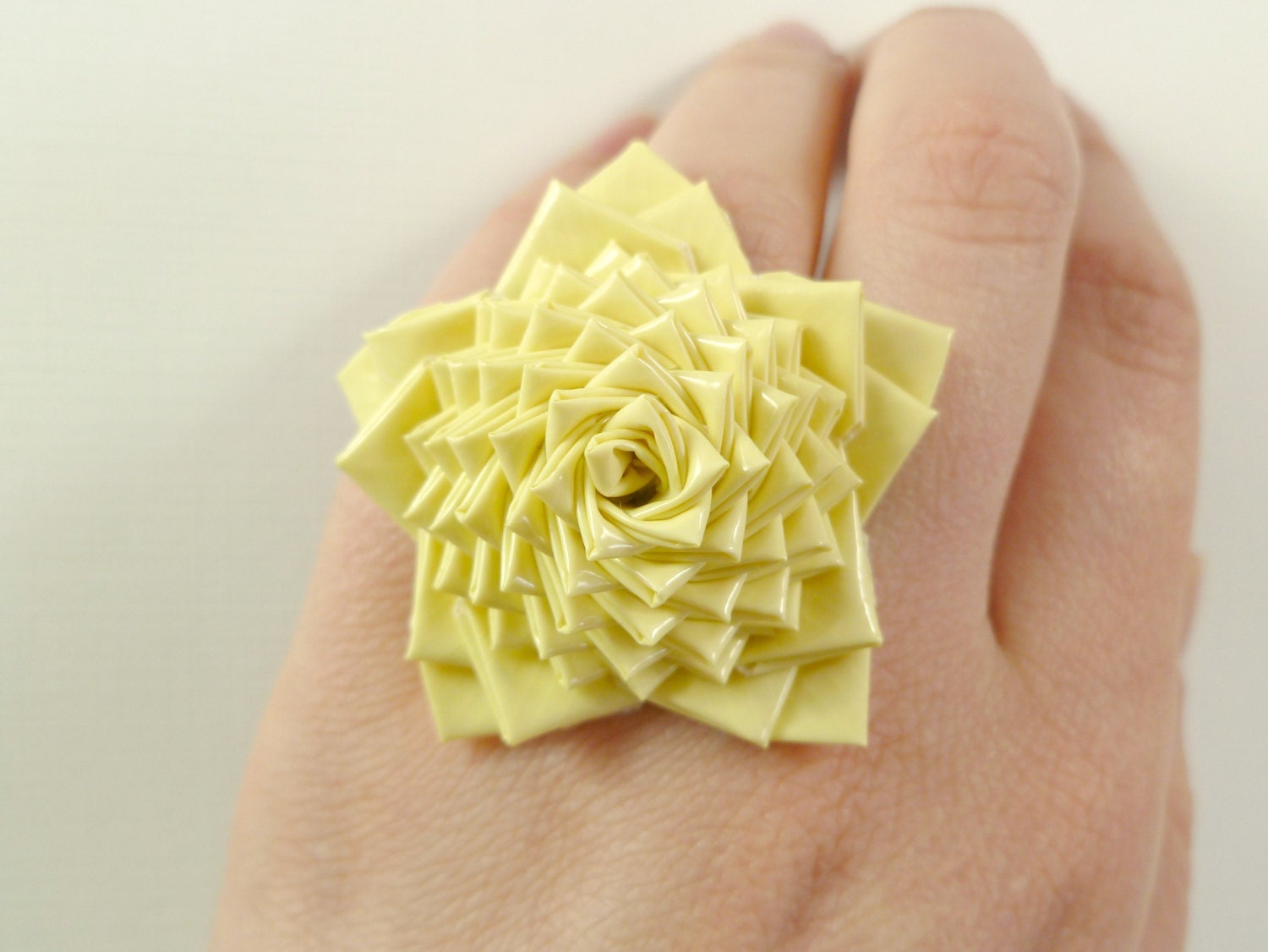 Pastel Yellow Duct Tape Star Ring