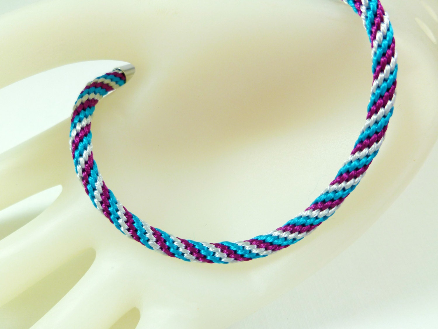 Blue, Maroon, and Grey Kumihimo Bracelet - Braided Friendship Bracelet