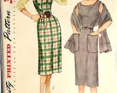 50s Vintage Dress Pattern UNCUT 1950s c. 1951 Wiggle Dress 30 bust size 12 XS Simplicity 3641