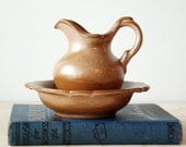 Vintage Frankoma Pitcher and Bowl Peach Glow Glaze