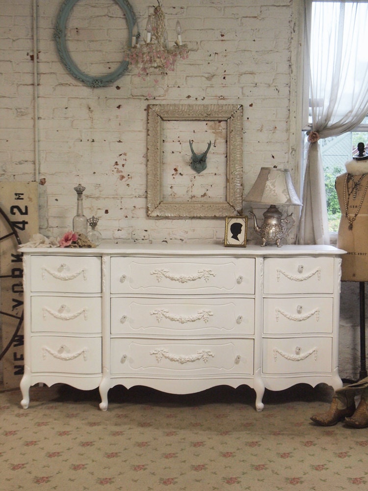 Painted Cottage Chic Shabby White French Dresser DR88