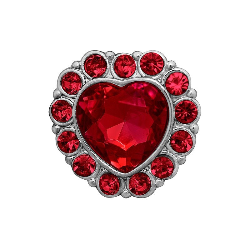 Acrylic Heart Rhinestone Buttons or Flower Centers - Red Heart Valentine Rhinestone Buttons - Set of 6