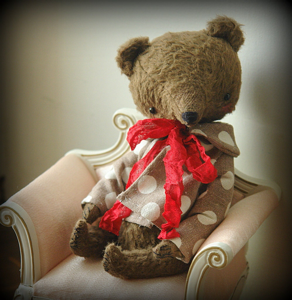 6,5 inch Artist Handmade OOAK Viscose Teddy Bear Fedya by Sasha Pokrass