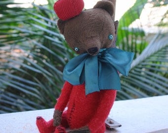 14 inch Artist Handmade Mohair Teddy Bear Mr Tomato by Sasha Pokrass