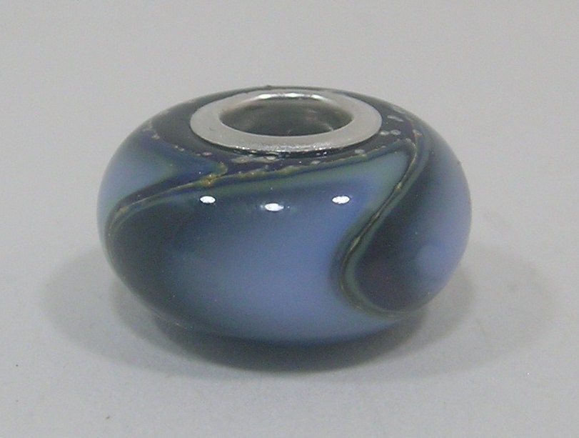 OOAK Silver Foil Handmade Lampwork European Charm Armadillo Bead - SRA - Fits Troll/Biagi etc