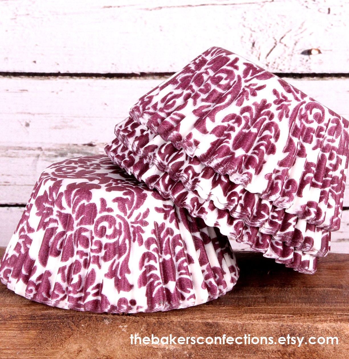 Burgundy Damask Cupcake Liners, Baking Cups (200 COUNT)