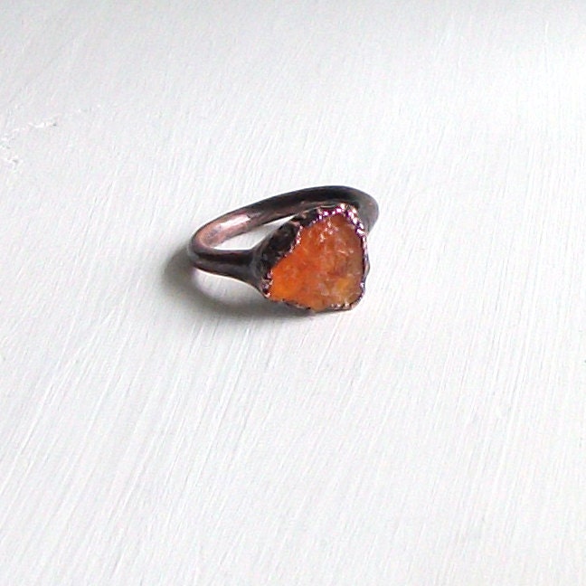 Opal Ring Gemstone Ring Birthstone Ring Stone Ring Orange Fire October Natural Raw Mineral Artisan