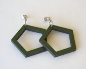 CLEARANCE SALE Green Pentagon Hoop Earrings