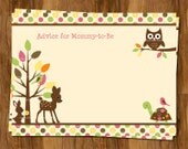 New Baby Advice Cards, Forest Friends Words of Wisdom Blessings Cards, Set of 25 Printed Cards, FREE Shipping