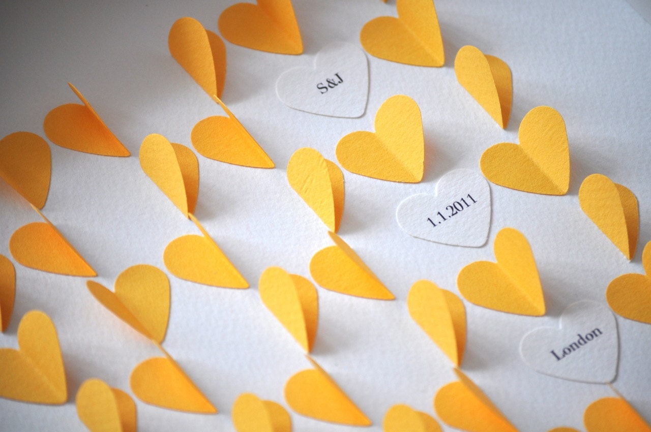 Red, Black, Yellow, Peach - Personalized Love Hearts - small size. Perfect wedding, anniversary, birthday gift.