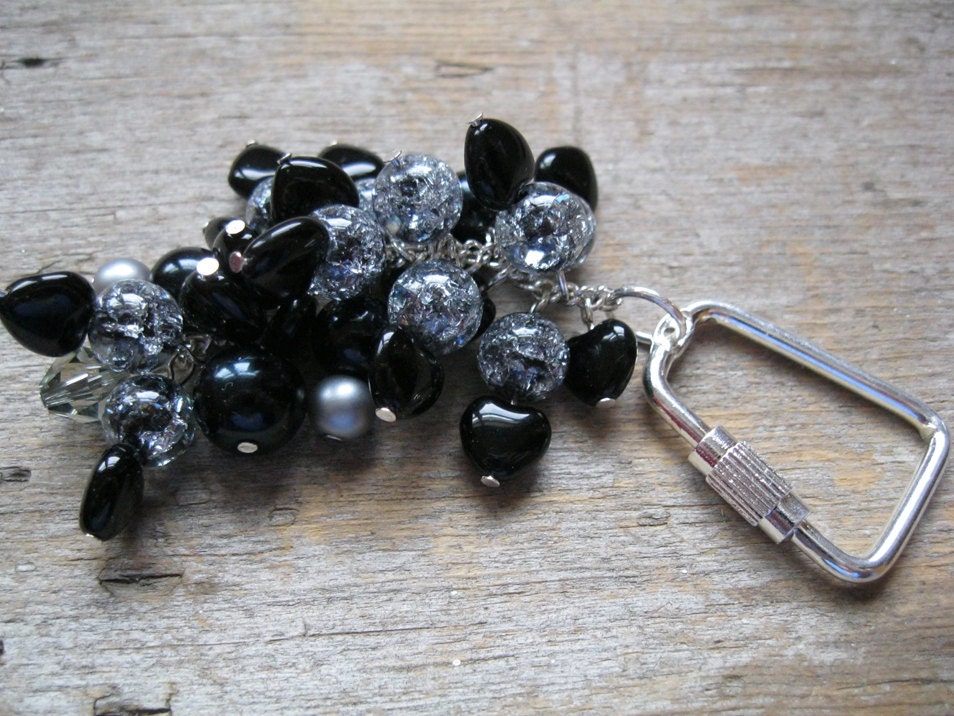 Black and Silver Cracked Ice Keychain